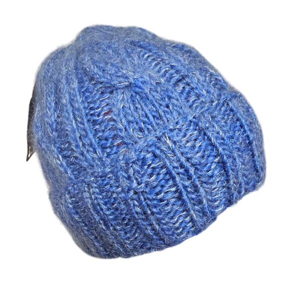 Mohair n Wool Blue twist chains Beanie NWT handmade. Never used. Warm. Soft. - Picture 1 of 12